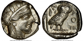 ATTICA. Athens. Ca. 440-404 BC. AR tetradrachm (23mm, 17.19 gm, 5h). NGC Choice AU 5/5 - 4/5. Mid-mass coinage issue. Head of Athena right, wearing ea...