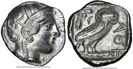 ATTICA. Athens. Ca. 440-404 BC. AR tetradrachm (24mm, 17.06 gm, 8h). NGC AU 5/5 - 4/5. Mid-mass coinage issue. Head of Athena right, wearing earring, ...