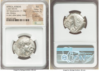 ATTICA. Athens. Ca. 440-404 BC. AR tetradrachm (24mm, 17.15 gm, 5h). NGC AU 5/5 - 4/5, die shift. Mid-mass coinage issue. Head of Athena right, wearin...