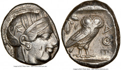 ATTICA. Athens. Ca. 440-404 BC. AR tetradrachm (24mm, 17.16 gm, 5h). NGC AU 5/5 - 3/5. Mid-mass coinage issue. Head of Athena right, wearing earring, ...