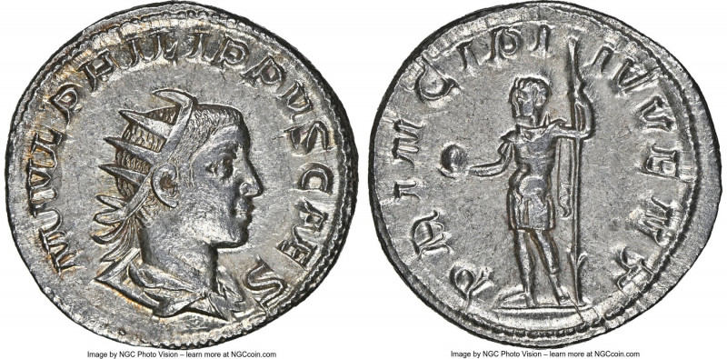 Philip II, as Caesar (AD 247-249). AR antoninianus (21mm, 4.17 gm, 6h). NGC Choi...