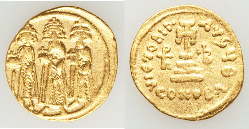 Heraclius (AD 610-641), with Heraclius Constantine and Heraclonas. AV solidus (2...