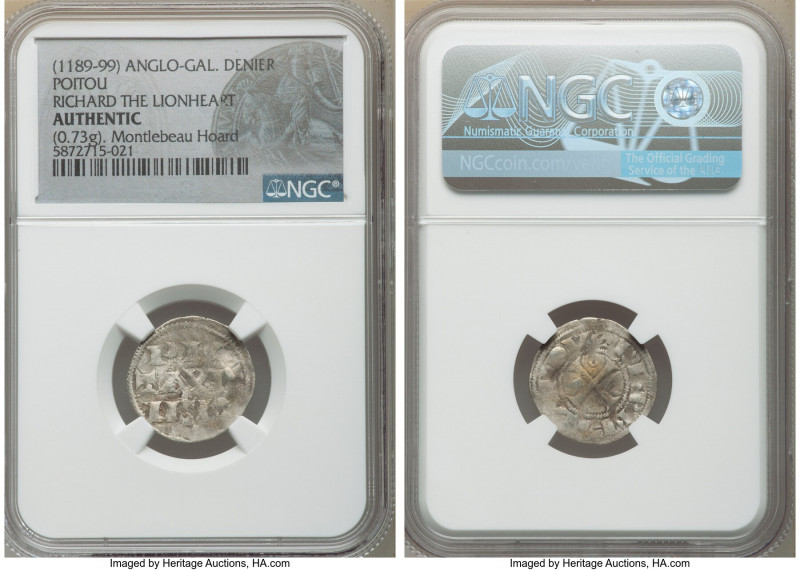 Anglo-Gallic. Richard I, the Lionheart 3-Piece Lot of Certified Deniers ND (1189...