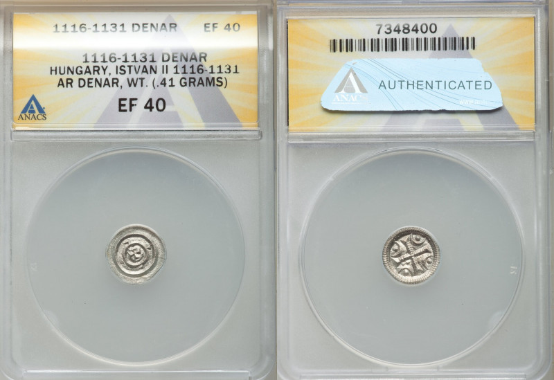 Stephen II Denar ND (1116-1131) XF40 ANACS, CNH-76. 0.41gm. Almost certainly und...