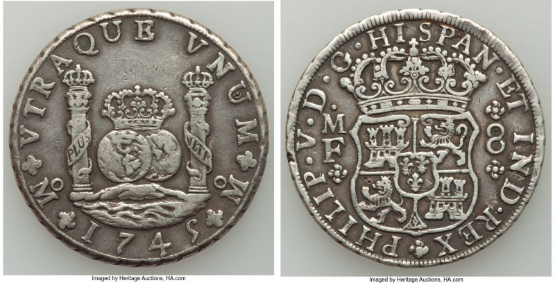 Philip V 8 Reales 1745 Mo-MF XF, Mexico City mint, KM103. 38mm. 26.78gm. 

HID...