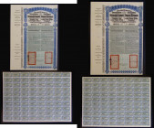 China, Lung-Tsing-U-Hai Railway 5% Gold Loan 1913, bonds for &pound;20, Unissued, prefix B (2) ornate border, blue & green, with all coupons present, ...