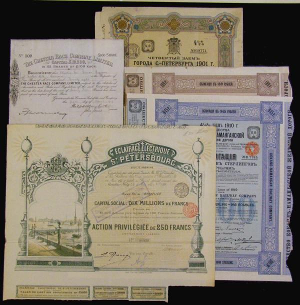 Russia (4) Kokand-Namangan Railway Company 4 1/2% Gold Loan 1910, bond for &poun...