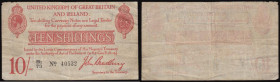 Ten Shillings Bradbury Type 3, Letter and 2, Serial No. B2/73 40532 some small pinholes, otherwise Fine

Estimate: GBP 30 - 60