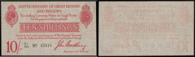 Ten Shillings Bradbury T12.2 issued 1915 series C1/80 45018 approaching VF

Estimate: GBP 100 - 180