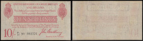 Ten Shillings Bradbury T13.2 Six Digit serial issue 1915 series P1/17 081376 Fine

Estimate: GBP 80 - 140