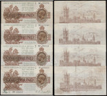 One Pound Warren Fisher T31 issued 1923 (4) prefixes B1/31 nice Fine, C1/60 nVF, M1/52 VF, M1/64 Fine slight tears at the edges

Estimate: GBP 120 -...