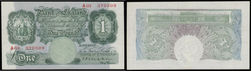 One Pound&nbsp;Green&nbsp;Mahon&nbsp;B212&nbsp;issued 1928 FIRST series serial n...