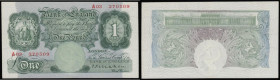 One Pound&nbsp;Green&nbsp;Mahon&nbsp;B212&nbsp;issued 1928 FIRST series serial number A03 370509 AU

Estimate: GBP 80 - 140