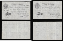Five Pounds White Peppiatt. B264 (2) 14th Feb 1947 L41 046234 and 046235 consecutively numbered GVF-EF

Estimate: GBP 200 - 350