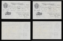Five Pounds Beale (2 consecutives) B270 serial numbers N57 005228 and 005229 London 8th June 1949 EF or better faint annotation on the 5228

Estimat...