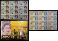 Bank of England 1997 Hong Kong Handover Limited World Edition of only 10,000 minisheets of 12 uncut Kentfield &pound;5 B364 notes issued C122b, series...