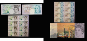 Five Pounds Kentfield 1993 B364 uncut set of 8 all with number 003082 and with prefixes BH25, BH26, BH28, BH28, BH33, BH34, BH35 and BH36 Unc as issue...