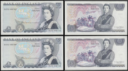 ERROR - Five Pounds 1980 Duke of Wellington B343 without signature (2) consecutive numbers DU72 446702 and 703 Unc

Estimate: GBP 75 - 200