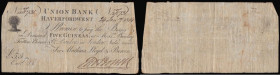 Haverfordwest Union Bank Five Guineas dated 24 January 1814 series No. 731 for Mathias, Lloyd & Bowen, pleasing and bold Fine with pinholes, Outing an...