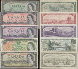Canada 20 Dollars signed Beatty and Rasminsky (2) 1954 series Pick 80 F-VF and 1969 Pick 89 EF, along with 1954 Beatty and Rasminsky signatures $10 GV...