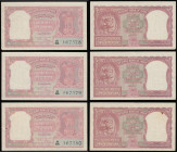 India, Reserve Bank of India 2 Rupees signed Ramu Rau 1951 (3) consecutive numbers H/84 167578, 579 and 580 AU-Unc

Estimate: GBP 200 - 300