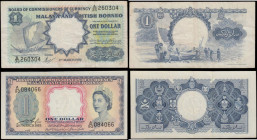 Malaya & British Borneo Board of Commissioners of Currency issues (2) comprising young Queen Elizabeth II portrait issue 1 Dollar Pick 1 dated 21st Ma...