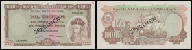 Portuguese India 1,000 Escudos 2.1.1959 SPECIMEN serial number 000000 SPECIMEN in black across both sides Unc small archival number 36 top corner, rar...