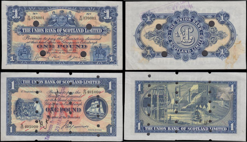 Scotland Union Bank of Scotland Limited SPECIMEN PROOFS (2) 1 Pound similar to P...