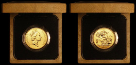 Five Pounds Gold 1990U S.SE3 UNC with practically full lustre and a small tone spot on the obverse, in the Royal Mint box of issue with certificate
...