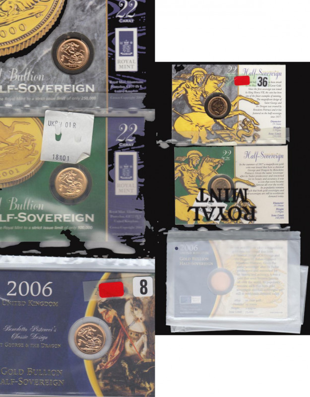 Half Sovereigns (3) 2000 S.SB4, 2001 S.SB4, 2006 S.SB4 UNC on the Royal Mint car...