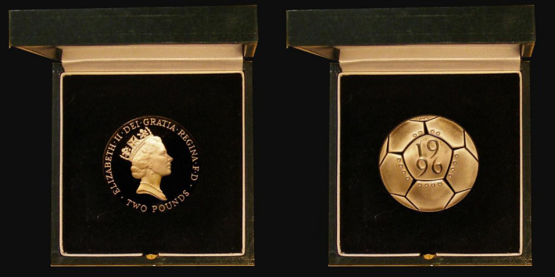 Two Pounds 1996 Euro 96 Football Gold Proof struck on an incorrect flat flan S.K...