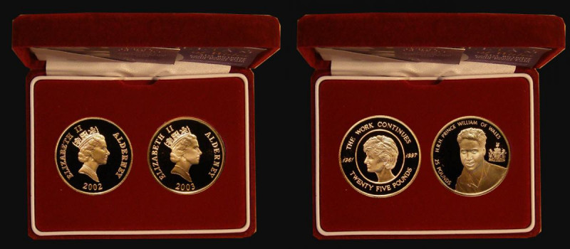 Alderney &pound;25 Gold a 2-coin set comprising &pound;25 2002 5th Anniversary o...