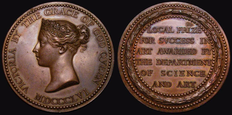 Department of Science and Art, Queen's Medal 1856 54mm diameter in bronze by W.W...