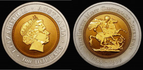 Australia $100 'The Perth Mint Centenary Sovereign' 1999 a 22 ct. gold sovereign centrepiece in a .999 silver border BU uncased

Estimate: GBP 350 -...