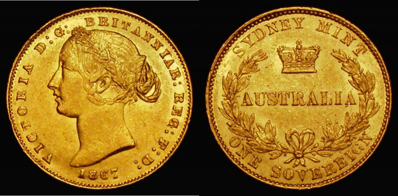 Australia Sovereign 1867 Sydney Branch Mint, Marsh 372, McDonald 114, GVF/NEF wi...