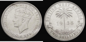 British West Africa Two Shillings 1938KN Format 26, KM#24, a Specimen striking, in a PCGS holder and graded SP65, the coin displays superior fields bu...