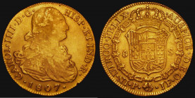 Colombia Eight Escudos Gold 1807 P JF KM#62.2 Fine/VF with dull surfaces, consistent with being an ex-shipwreck or ex-jewellery piece

Estimate: GBP...