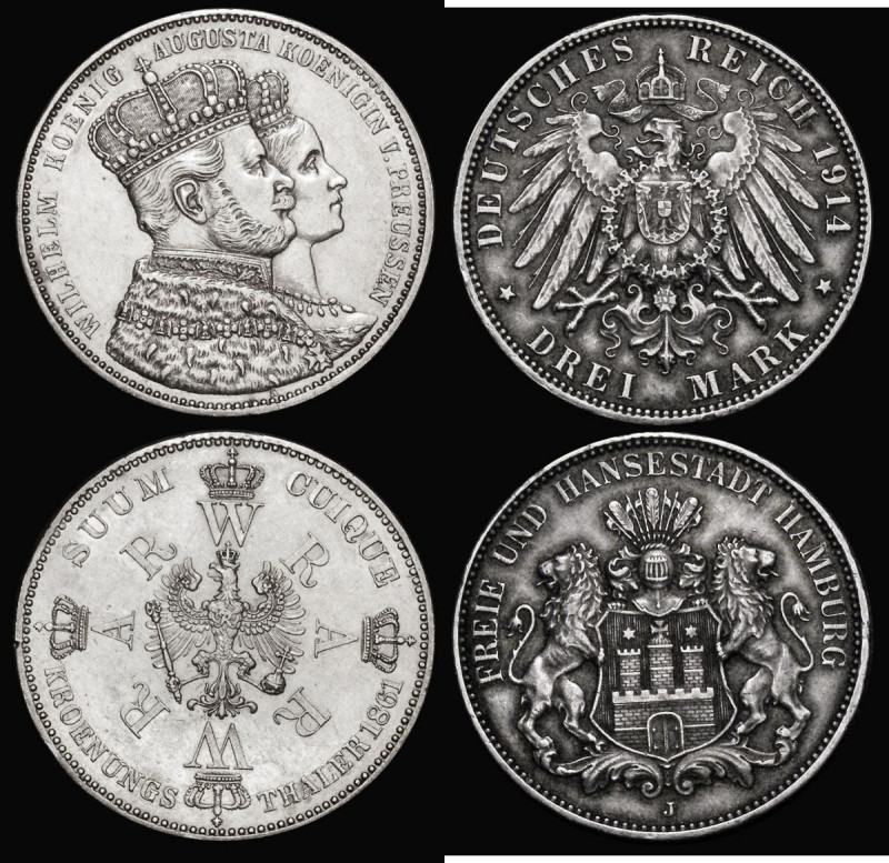 German States (2) Prussia Thaler 1861A Coronation of Wilhelm I and Augusta KM#48...