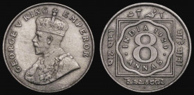India Eight Annas 1920 Bombay Mint, KM#520, GVF/VF lightly toned, Very Rare

Estimate: GBP 800 - 1000