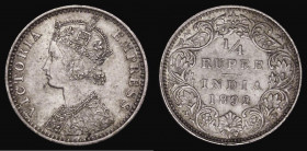 India Quarter Rupee 1892 Bombay Mint, B incuse KM#490 GEF/AU and lustrous with touches of golden tone

Estimate: GBP 30 - 50