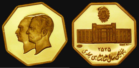 Iran Medallic issue 1976 Mohammad Reza Pahlavi, 50th Anniversary of the National Bank of Iran MS.2535 (1976) Octagonal Gold Proof, Obverse: Conjoined ...