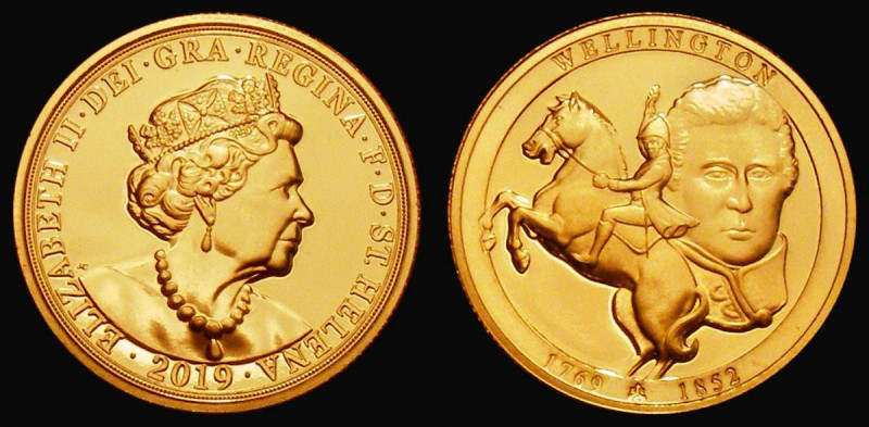 St. Helena Sovereign 2019 Reverse: Duke of Wellington portrait, and the Duke on ...