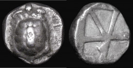 Ancient Greece - Aigina Silver Stater (445-451BC) Obverse: Sea-Turtle with segmented shell, Reverse 'skew' pattern incuse square, 18mm diameter, 12.56...