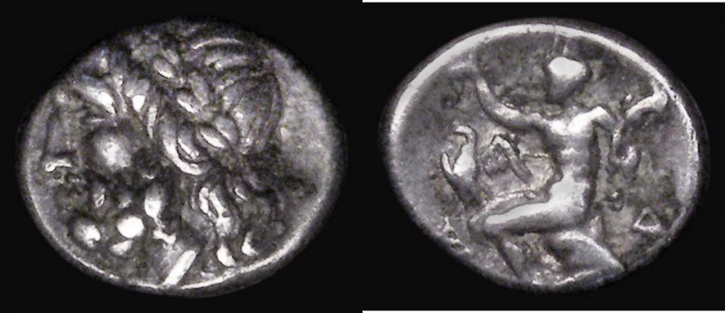 Ancient Greece - Arkadian League Silver Triobol (195-188BC) Obverse: Laureate he...