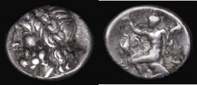 Ancient Greece - Arkadian League Silver Triobol (195-188BC) Obverse: Laureate head of Zeus left, Reverse: Pan seated left on rock, right hand raised, ...
