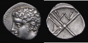 Ancient Greece - Gaul. Massalia (c.4th Century BC) Silver Obol, Obverse: Young head of Apollo left, Reverse: Wheel of four spokes with MA in angles, 9...