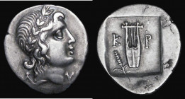 Ancient Greece - Lycia , Silver Hemidrachm (c.30-27BC), Kragos Mint, Obverse: Head of Apollo right, Reverse: Lyre within incuse square, K P on either ...