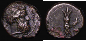 Ancient Greece - Sicily, Syracuse Hemilitron Ae24 Second Democracy - Time of Dion, (357-354BC), Obverse Head of Zeus Eleutherios right, Reverse: Eagle...