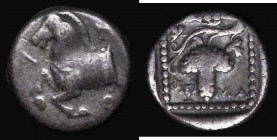 Ancient Greece - Thrace. Maroneia Hemidrachm (c.398/7-386/5BC) Obverse: Forepart of horse left, A-N-&Theta; around, Reverse: A grapevine within a dott...
