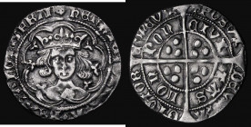 Groat Henry VI no marks by bust or on reverse, London Mint, the obverse with a faint annulet-shaped mark to the left of the head only, illegible mark ...